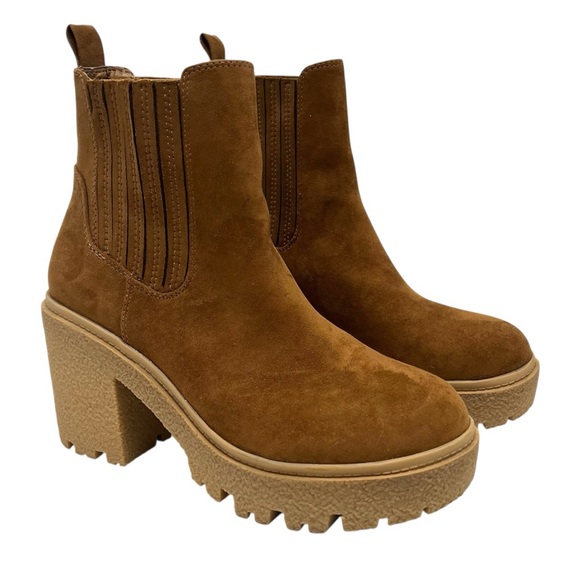 Steve Madden Caster H20 Camel Micro Suede Waterproof Lug Sole Boot Women 8 - Picture 2 of 15